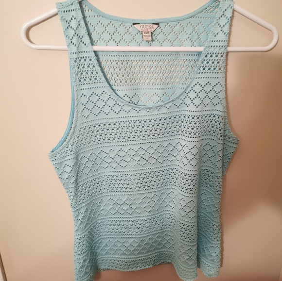 GUESS Blue tank top crochet XS - Picture 3 of 10